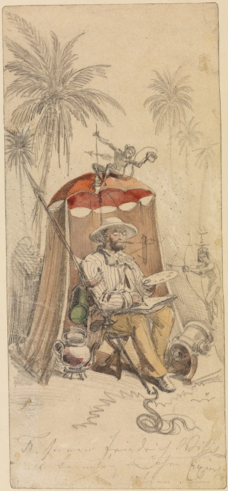 Maler In Einem Zelt by Ferdinand Keller - Canvas Print