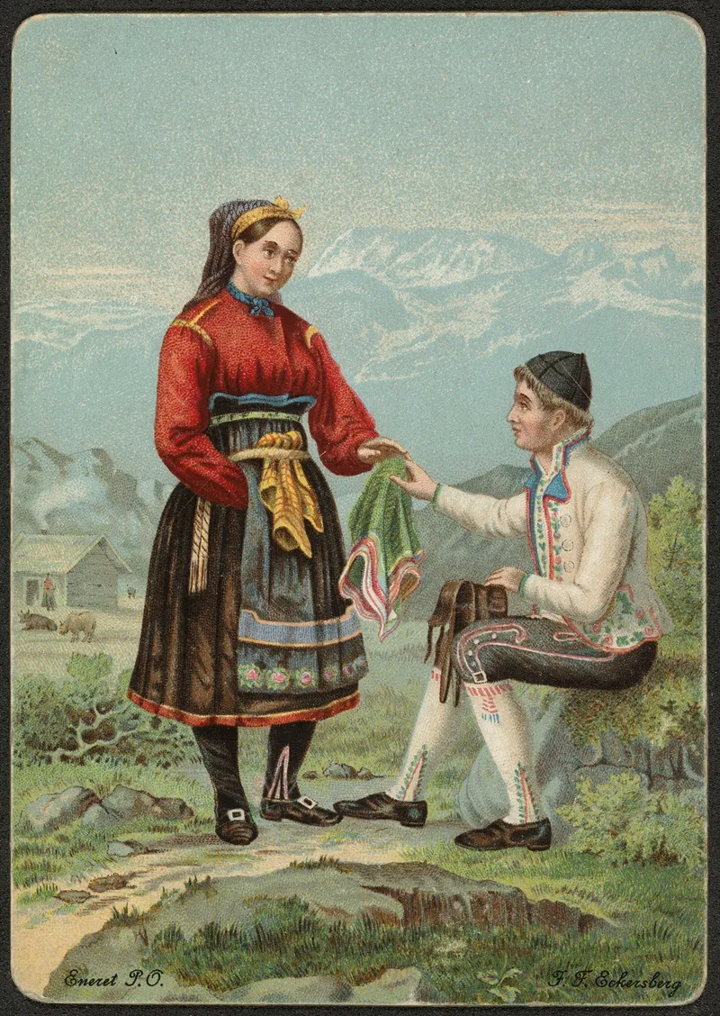 Man And Woman In National Costumes by Johan Fredrik Eckersberg - Canvas Print