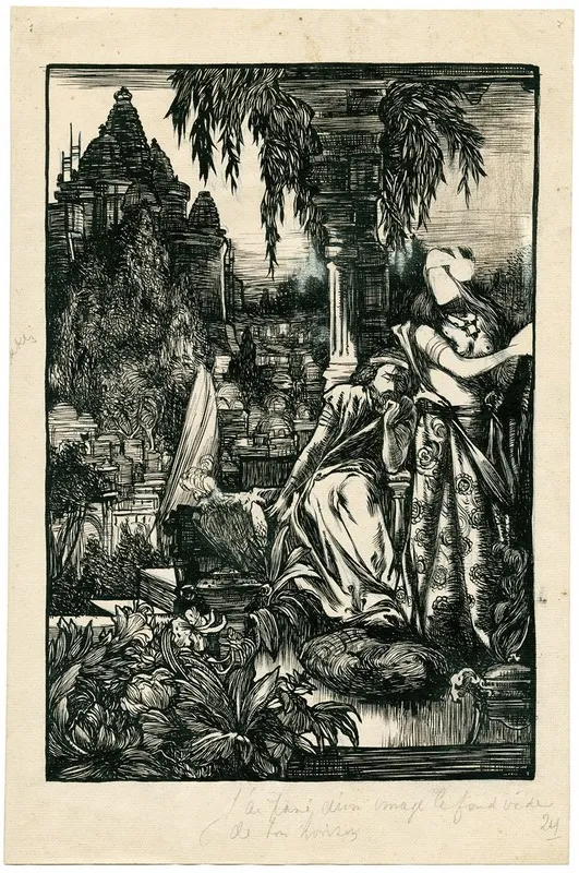 Man En Vrouw Op Oosters Kerkhof by Johannes Josephus Aarts - Canvas Print