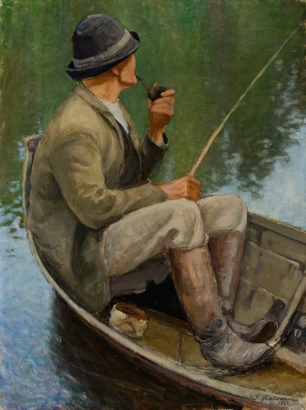 Man Fishing by Pekka Halonen - Canvas Print