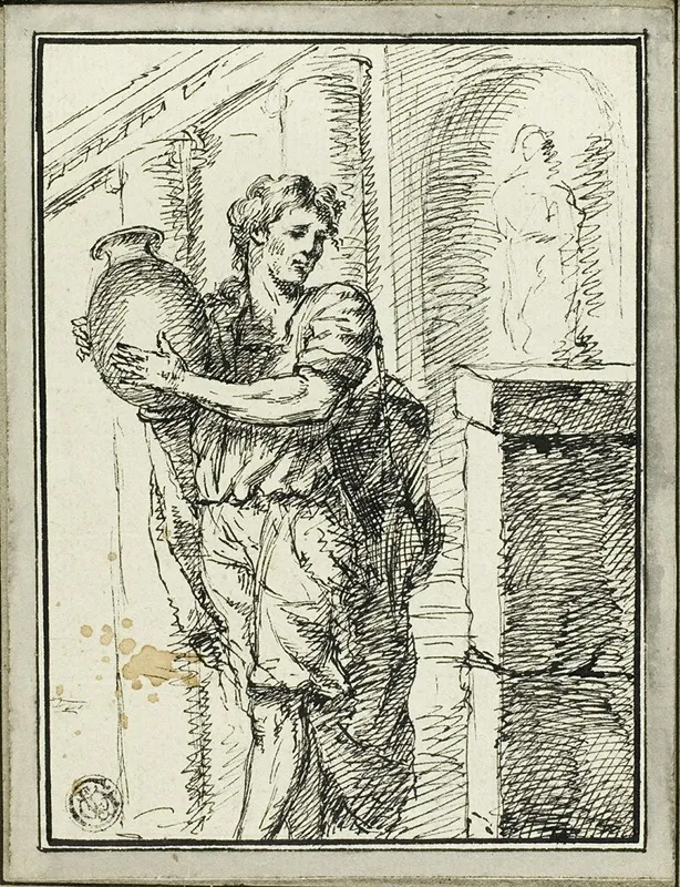 Man Holding Jar by David Humbert de Superville - Canvas Print