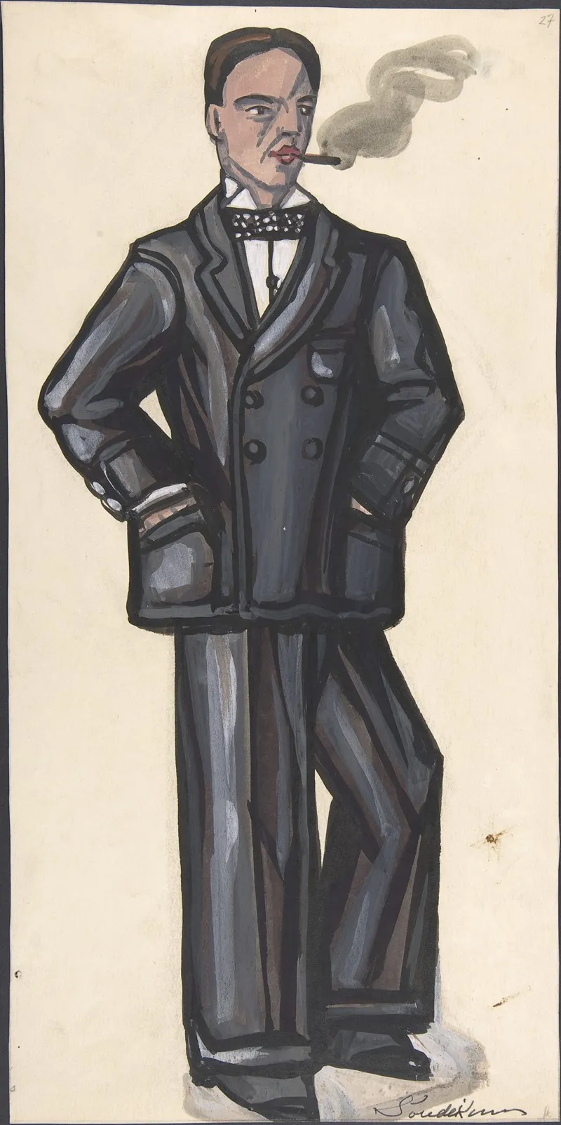 Man In A Black Suit Smoking
