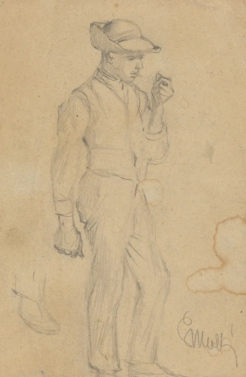 Man In A Hat 6 by Gustáv Mallý - Canvas Print