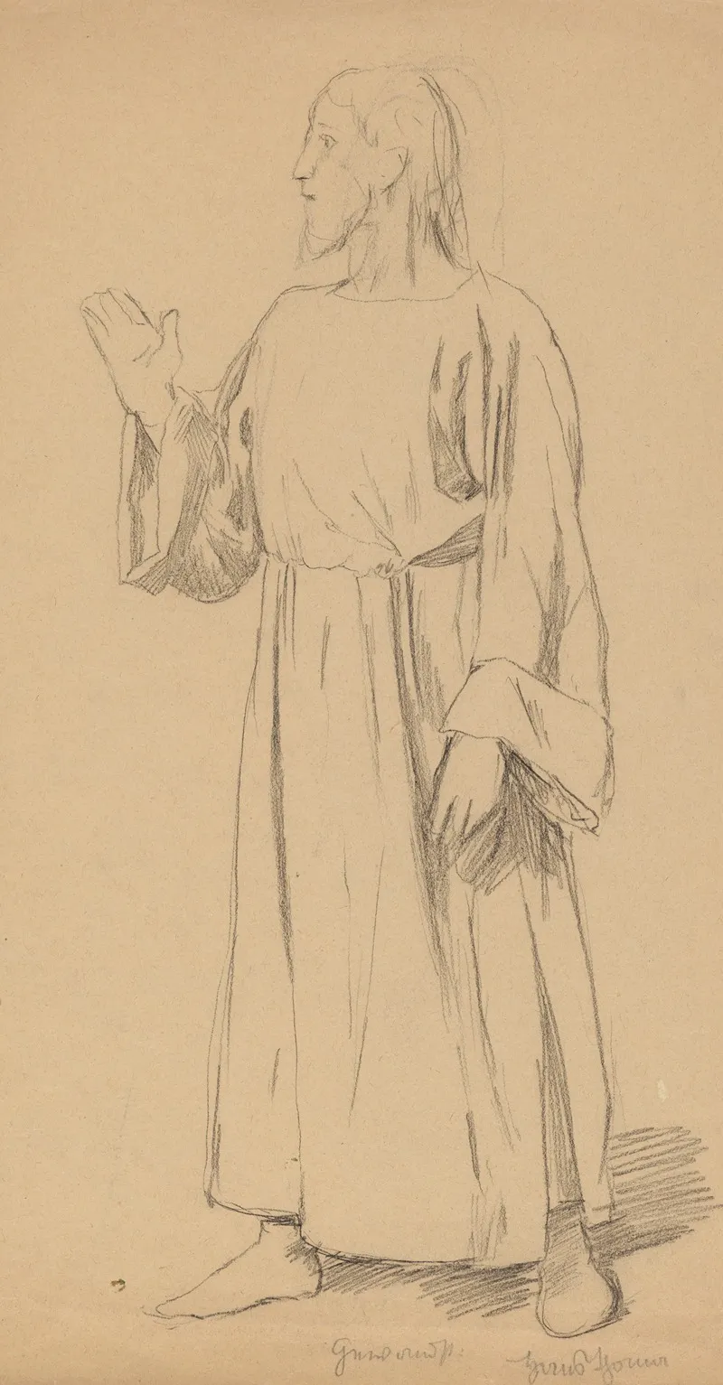 Man In A Long Robe With His Right Arm Raised