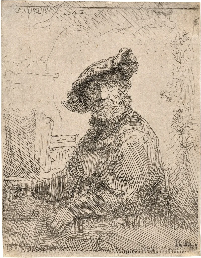Man In An Arbour by Rembrandt van Rijn - Canvas Print