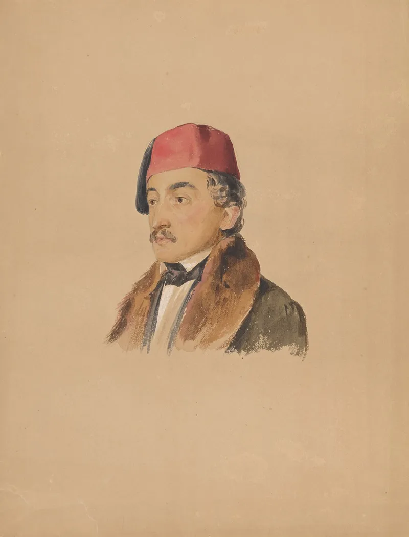 Man In An Oriental Hat by Jan Nowopacký - Canvas Print
