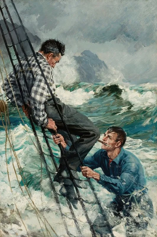 Man In Rigging by Anton Otto Fischer - Canvas Print