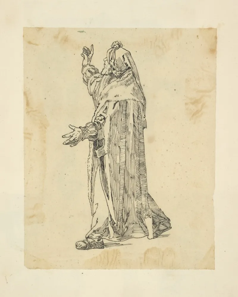 Man In Robe And Hood Gesturing