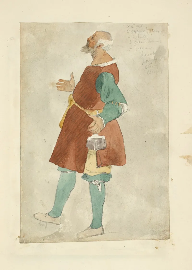 Man In Tunic And Stockings With Purse Belted Around His Waist