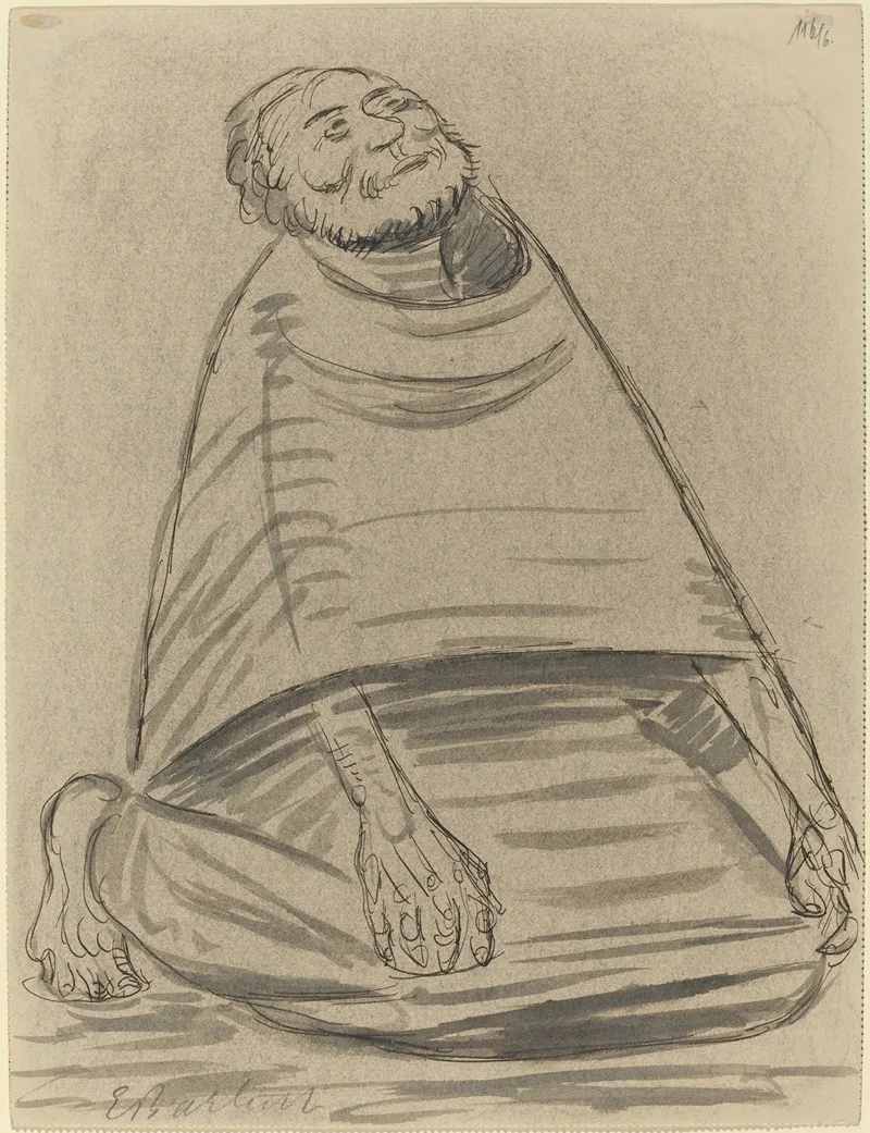 Man Kneeling by Ernst Barlach - Canvas Print