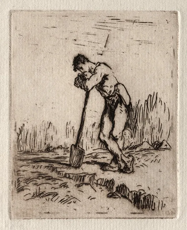 Man Leaning On A Spade