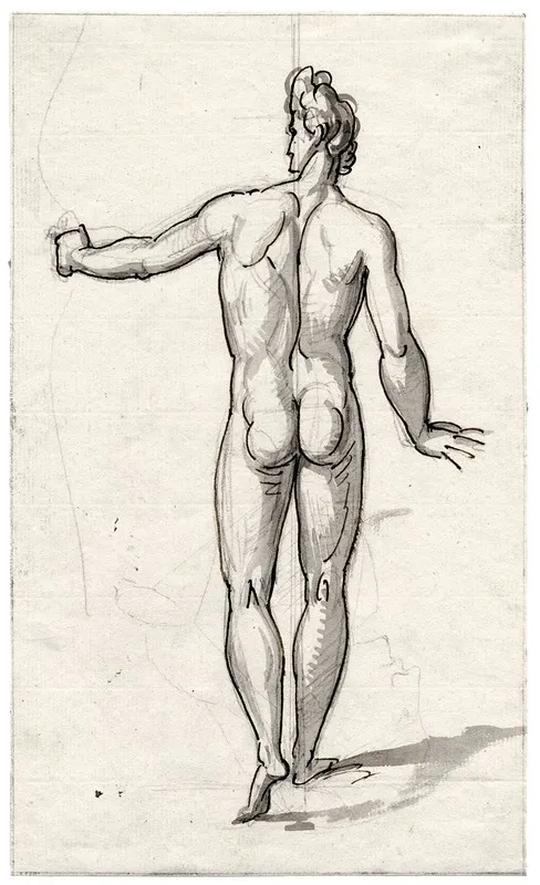 Man Posing As The Apollo Belvedere Seen On His Back by David Humbert de Superville - Canvas Print