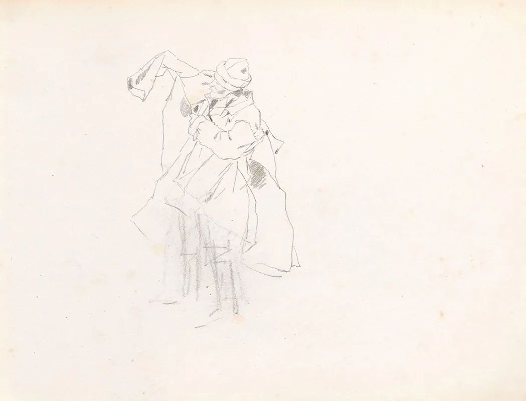 Man Putting On A Coat Study For The Painting Return From The Horse Fair