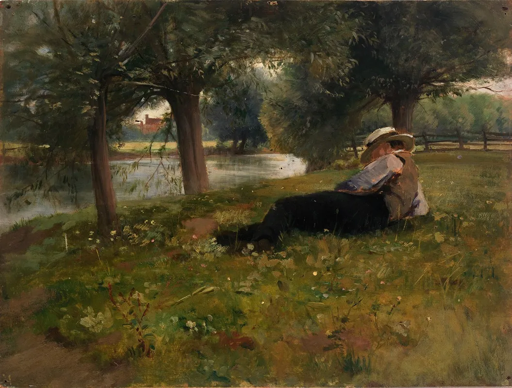 Man Reclining Beside A Stream