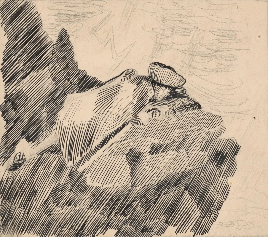 Man Reclining On A Rock
