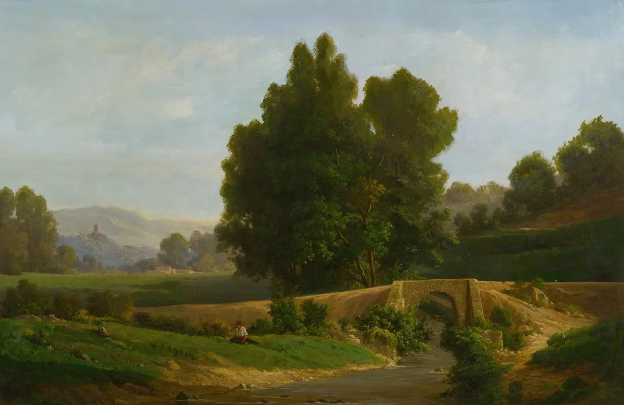 Man Resting In A Landscape by François Antoine Léon Fleury - Canvas Print