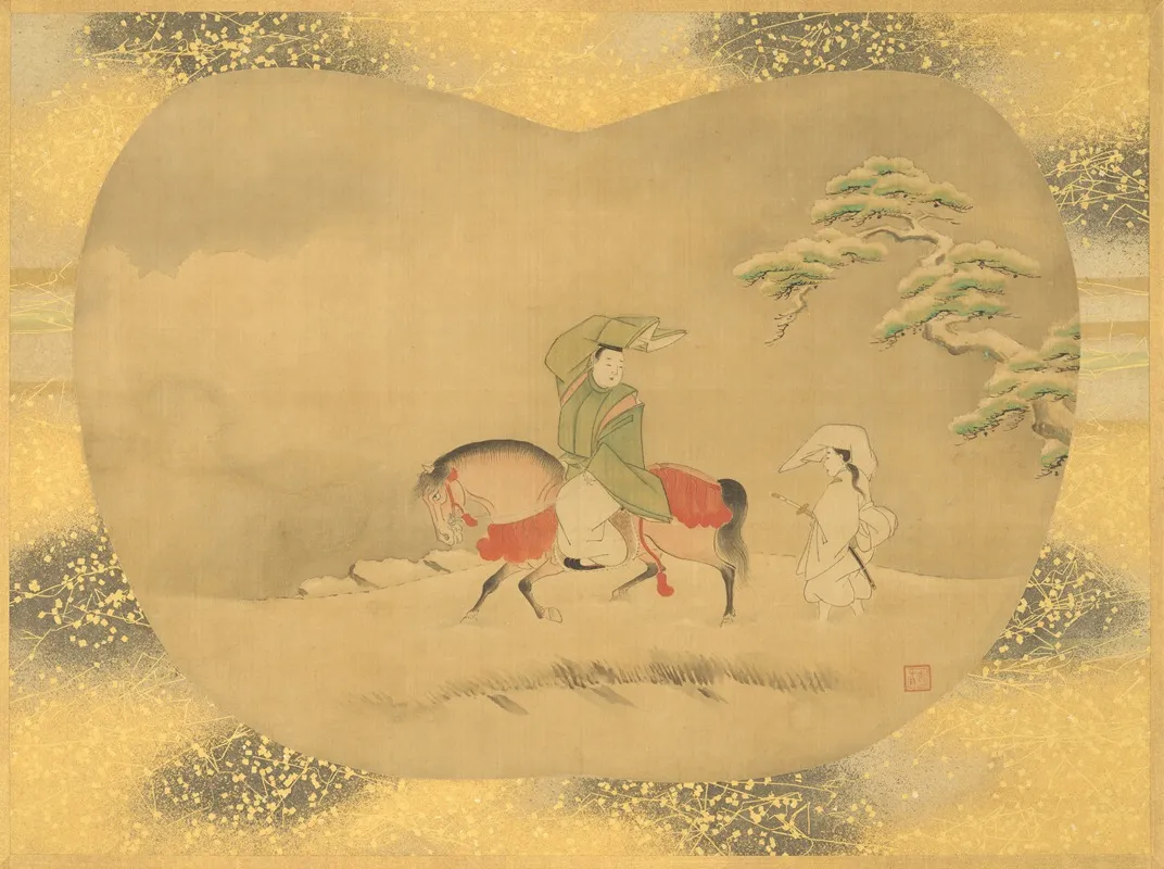 Man Riding Horse by Kanō Tsunenobu - Canvas Print
