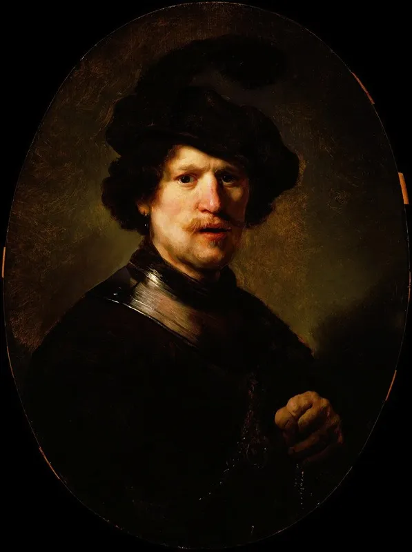 Man Wearing A Plumed Beret And Gorget