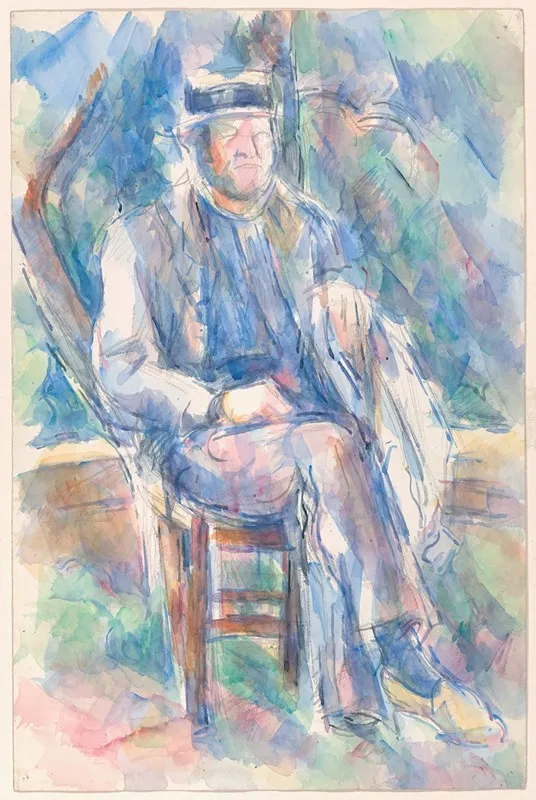 Man Wearing A Straw Hat by Paul Cézanne - Canvas Print