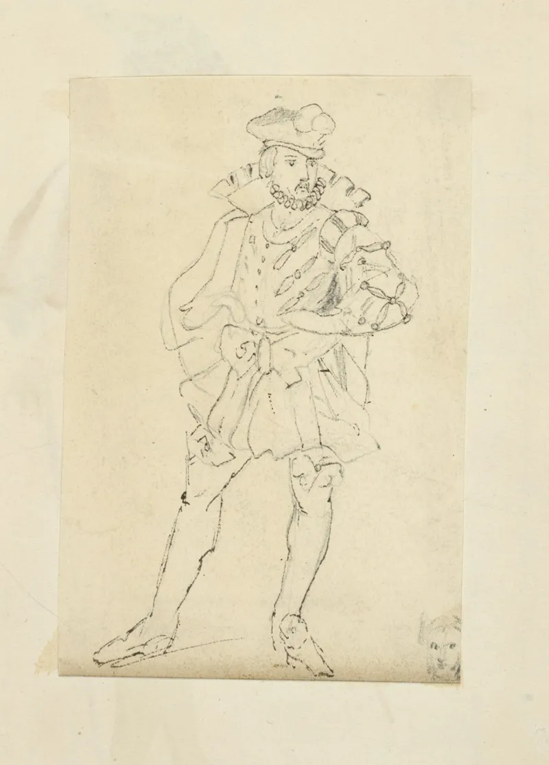 Man Wearing Hat Doublet And Breeches