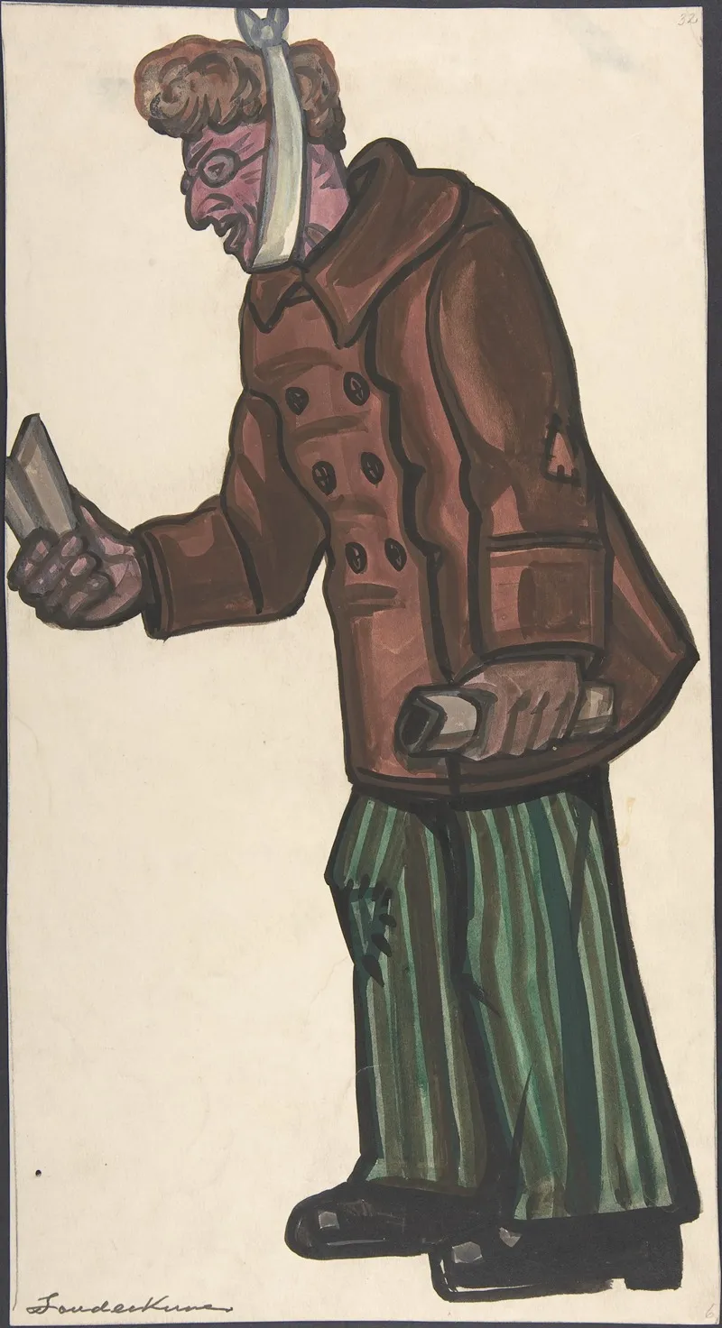 Man With A Bandaged Jaw by Sergey Yurievich Sudeikin - Canvas Print
