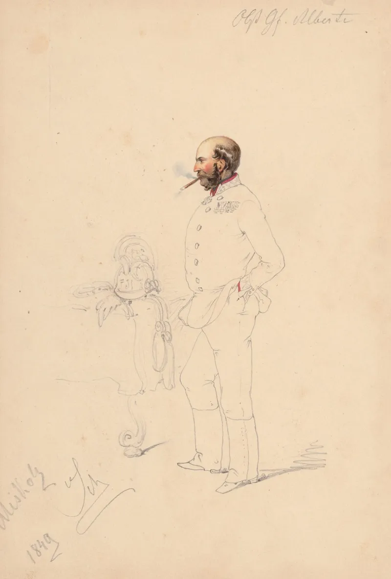 Man With A Cigar by Friedrich Carl von Scheidlin - Canvas Print