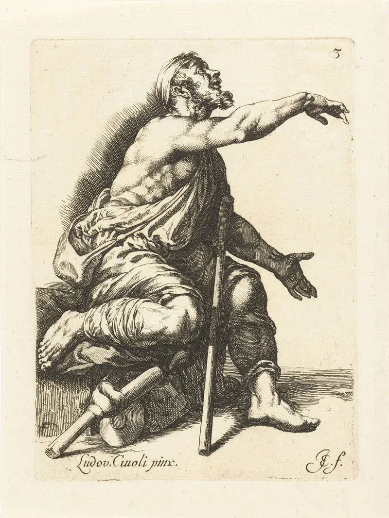 Man With A Lame Leg by Jan de Bisschop - Canvas Print