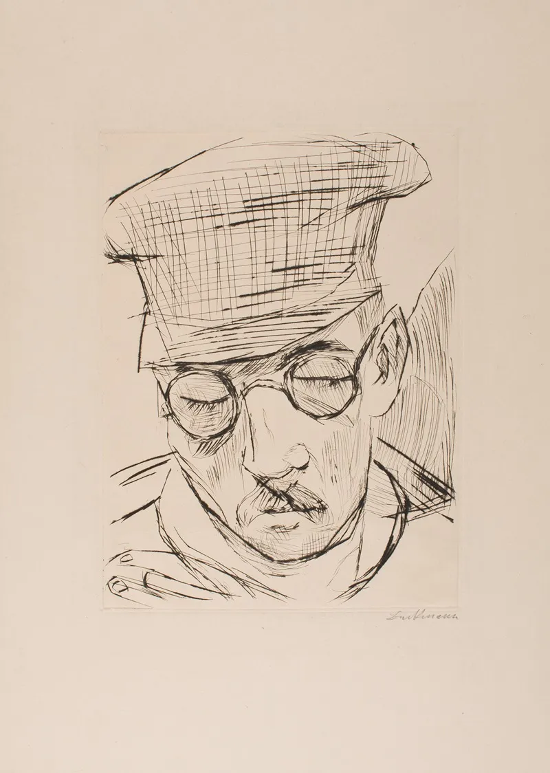 Man With Cap And Glasses by Max Beckmann - Canvas Print