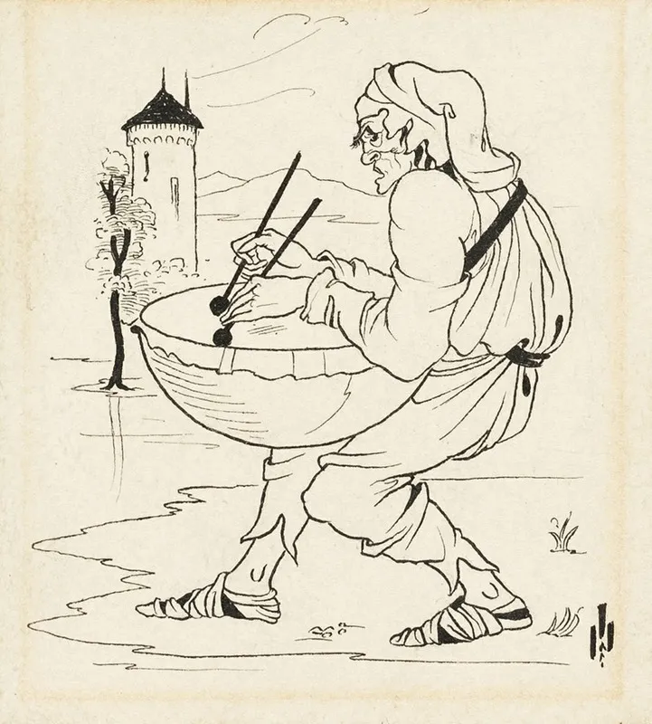 Man With Drum 2 by Aubrey Vincent Beardsley - Canvas Print