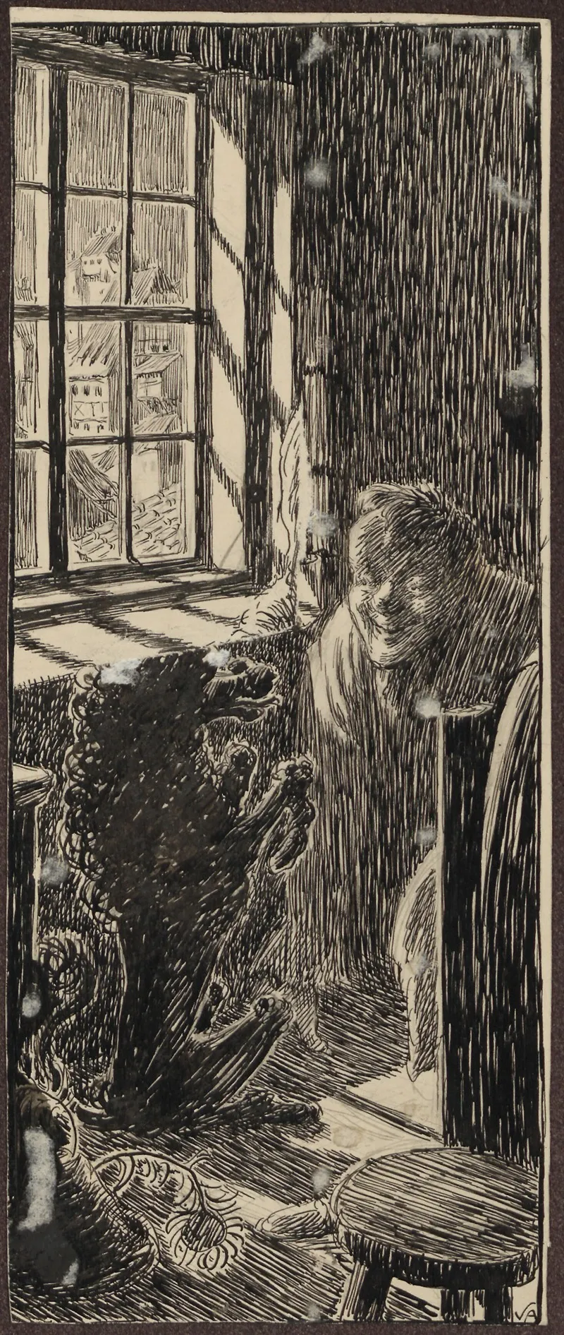 Man With Poodle by Valdemar Andersen - Canvas Print