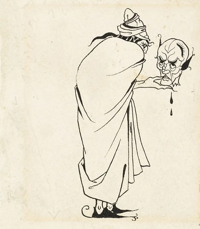 Man With Skull by Aubrey Vincent Beardsley - Canvas Print