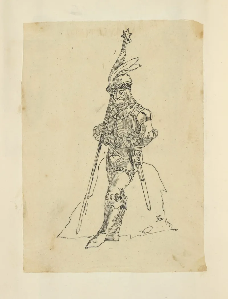 Man With Sword And Spear Topped With A Star
