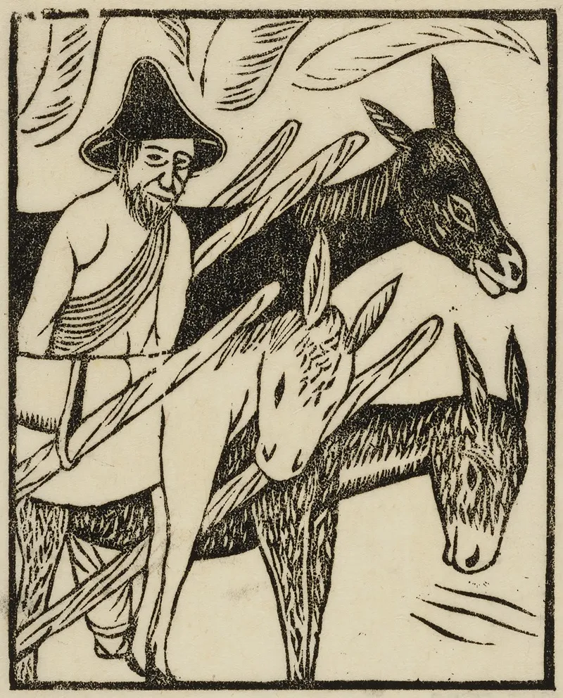 Man With Three Donkeys