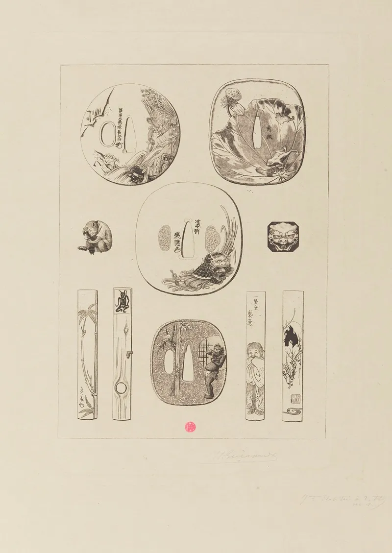 Manches De Couteaux Appliques Et Gardes De Sabre Collection De Louis Gonse by Henri-Charles Guérard - Canvas Print