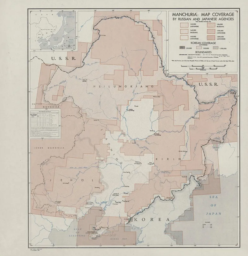Manchuria Map Coverage By Russian And Japanese Agencies by Office of Strategic Services - Canvas Print