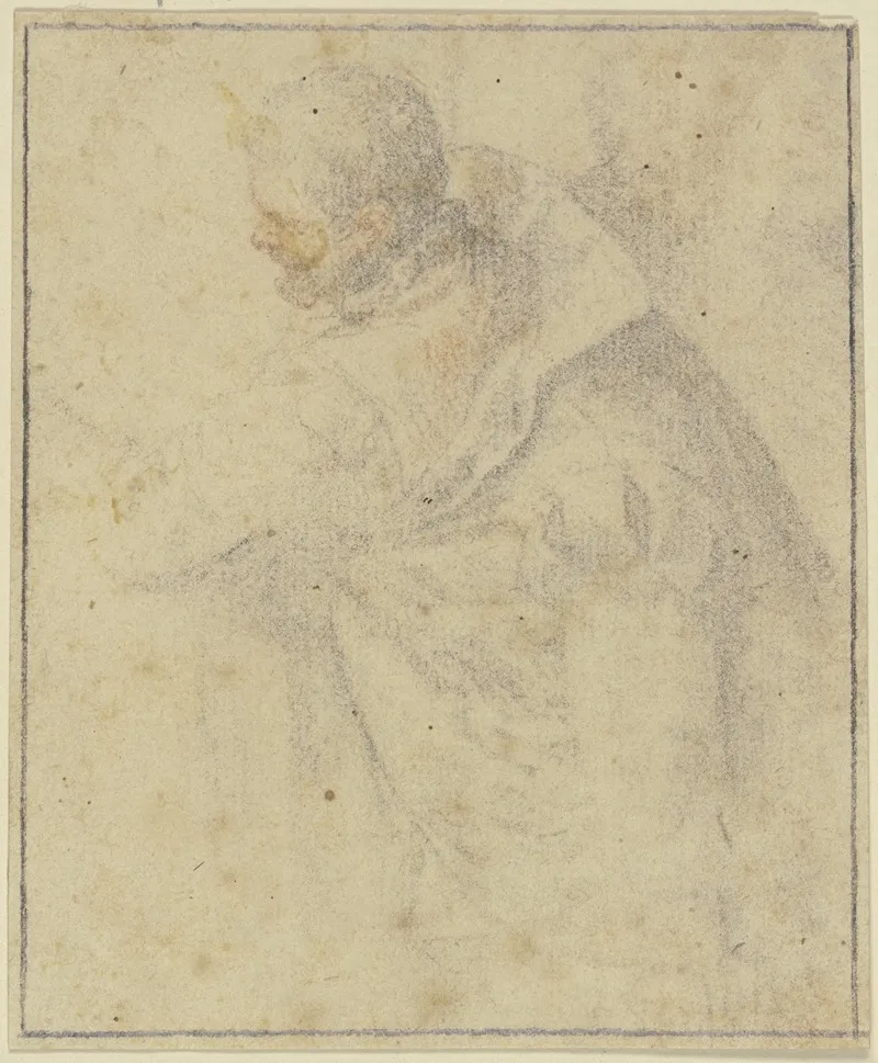 Mann Mit Mantel Kniestuck Nach Links