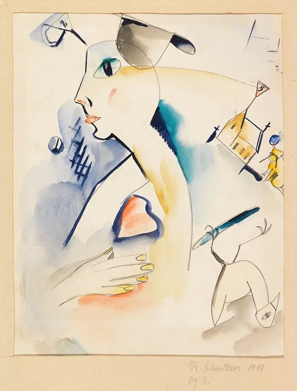 Mann Schaaft Lilablau by Kurt Schwitters - Canvas Print