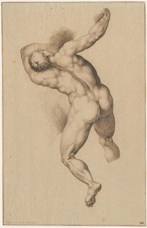 Mannelijke Rugfiguur Detail V H Laatste Oordeel by David Humbert de Superville - Canvas Print
