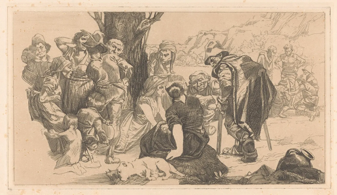 Mannen Vrouwen En Kinderen Bij Een Boom by Johannes Josephus Aarts - Canvas Print