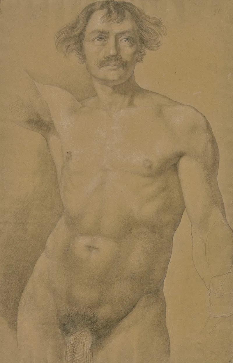 Mannlicher Akt Kniestuck En Face by Eugen Eduard Schäffer - Canvas Print