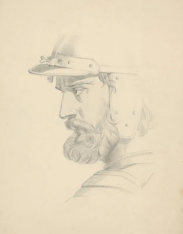 Mans Head With A Helmet by František Klimkovič - Canvas Print