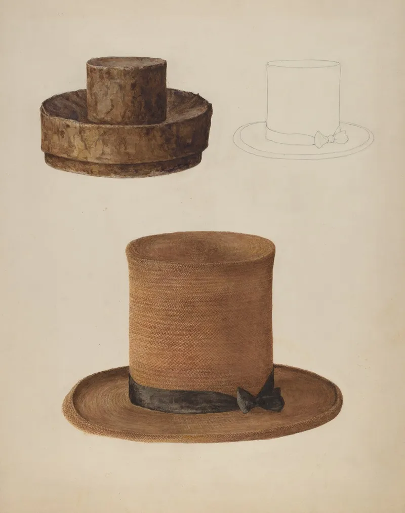 Mans Straw Hat by Stella Mosher - Canvas Print