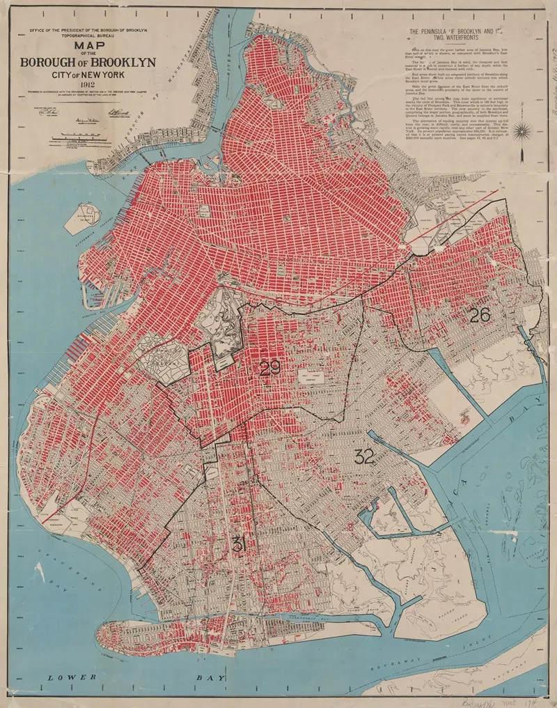 Map Of The Borough Of Brooklyn City Of New York 1912 by Topographical Bureau - Canvas Print