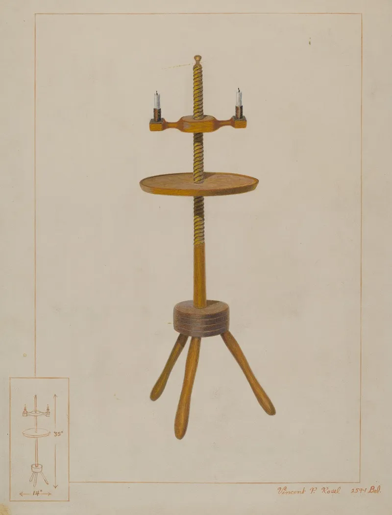 Maple Candlestand by Vincent P. Rosel - Canvas Print