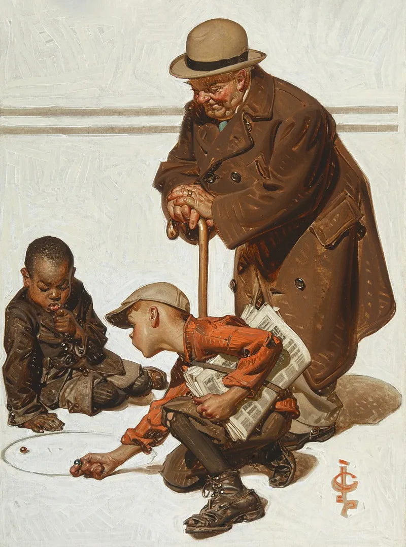 Marbles Game by Joseph Christian Leyendecker - Canvas Print