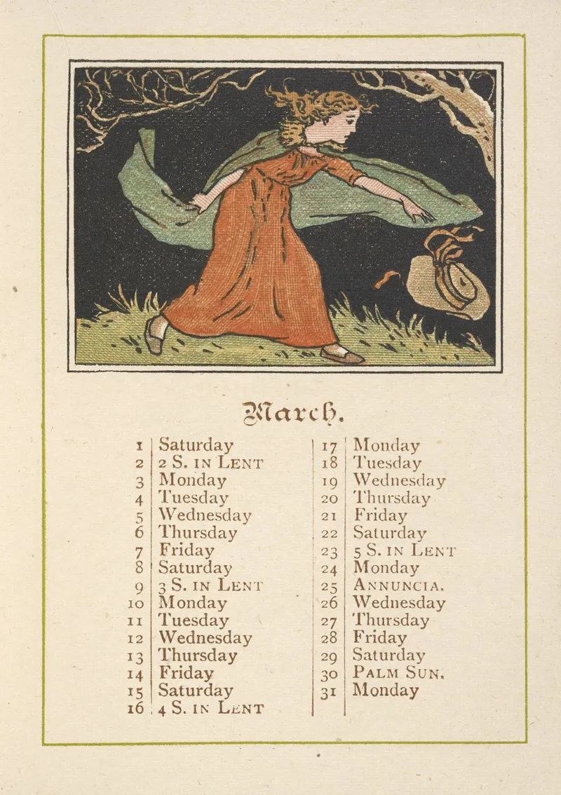 March 18 by Kate Greenaway - Canvas Print