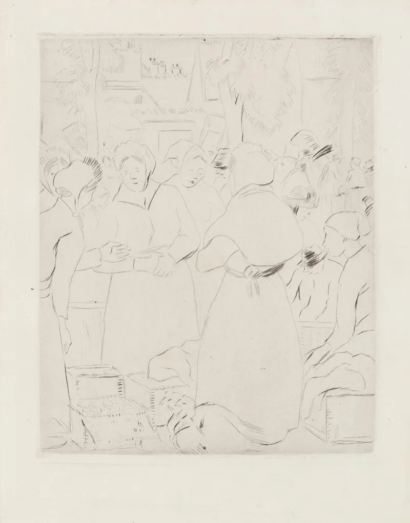 Marche Aux Oeufs by Camille Pissarro - Canvas Print