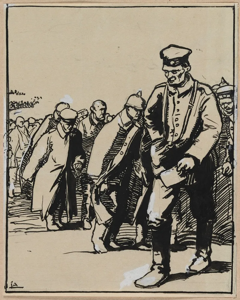 Marche Dun Groupe De Prisonniers Allemands by Auguste Louis Lepère - Canvas Print