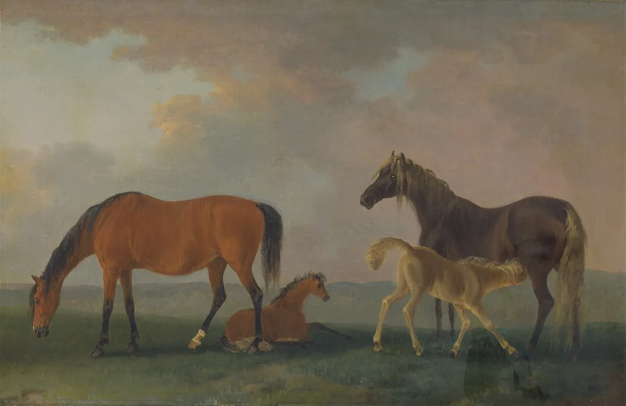 Mares And Foals Facing Left