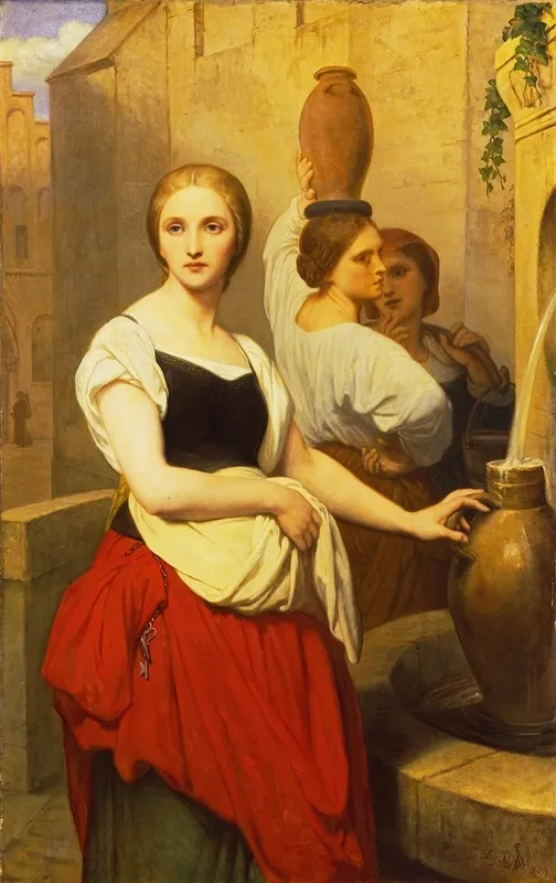 Margaret At The Fountain by Ary Scheffer - Canvas Print